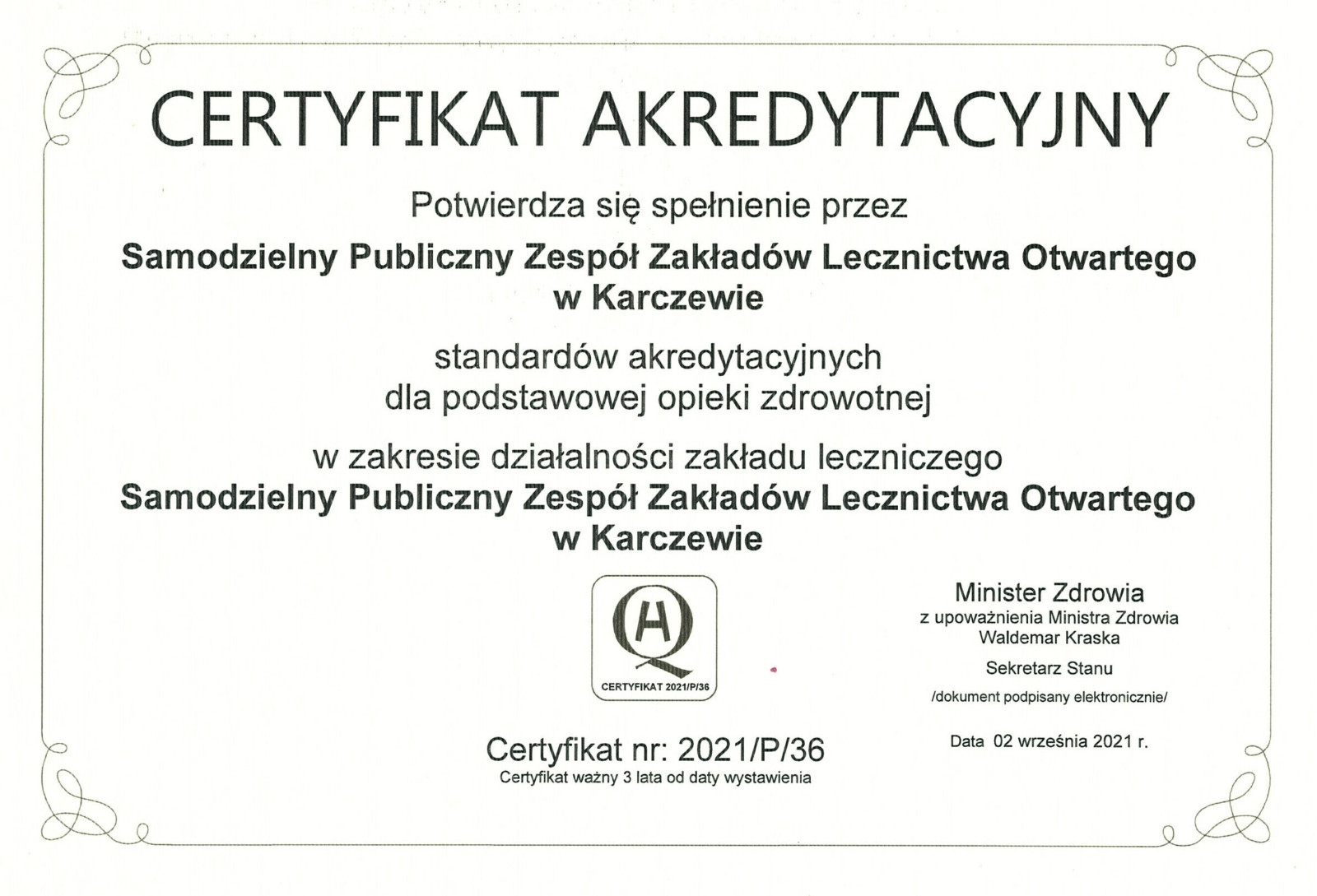 certyfikat akredytacyjny